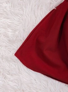 Women's Short Sleeve Puffed Blouse With Bow No. 8 - 酒紅色 - 查看 3