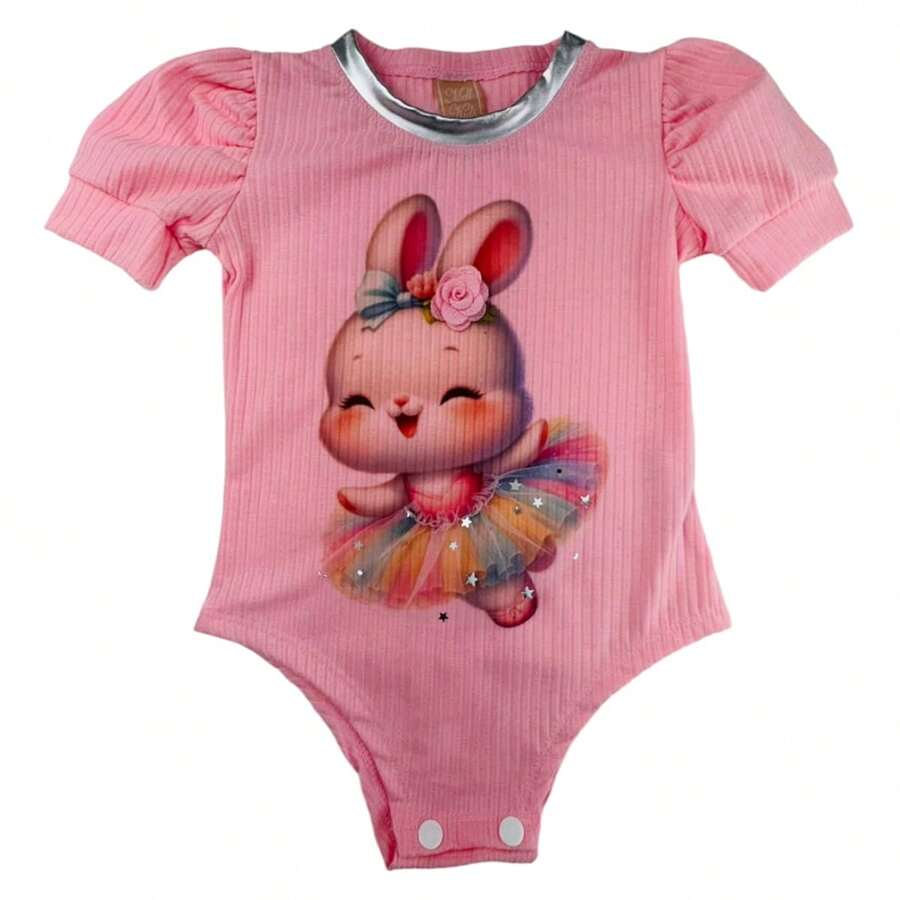 Colorful Bunny Baby Bodysuit - REF:1353 - Màu Hồng baby - Xem 1