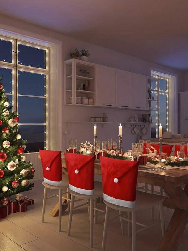1/2/4/6/10/20Pcs/Set Christmas Chair Back Cover 23.6*20in Removable And Washable Dinner Chair Cover For Christmas Dining Room, Kitchen, Living Room Home Decoration Christmas Decorations,Christmas Decoration Christmas Chair Cover Soft Touch Non-Woven Chair Cover Christmas Table Decoration Santa Hat Christmas Gifts Christmas Accessories Christmas Decorations Room Decor Home Decor Christmas Decor Home Home Decor