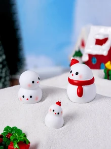 1 件可爱卡通圣诞雪人小雕像微景观雪球 DIY 装饰配件桌面装饰品 - 彩色 - 查看 1