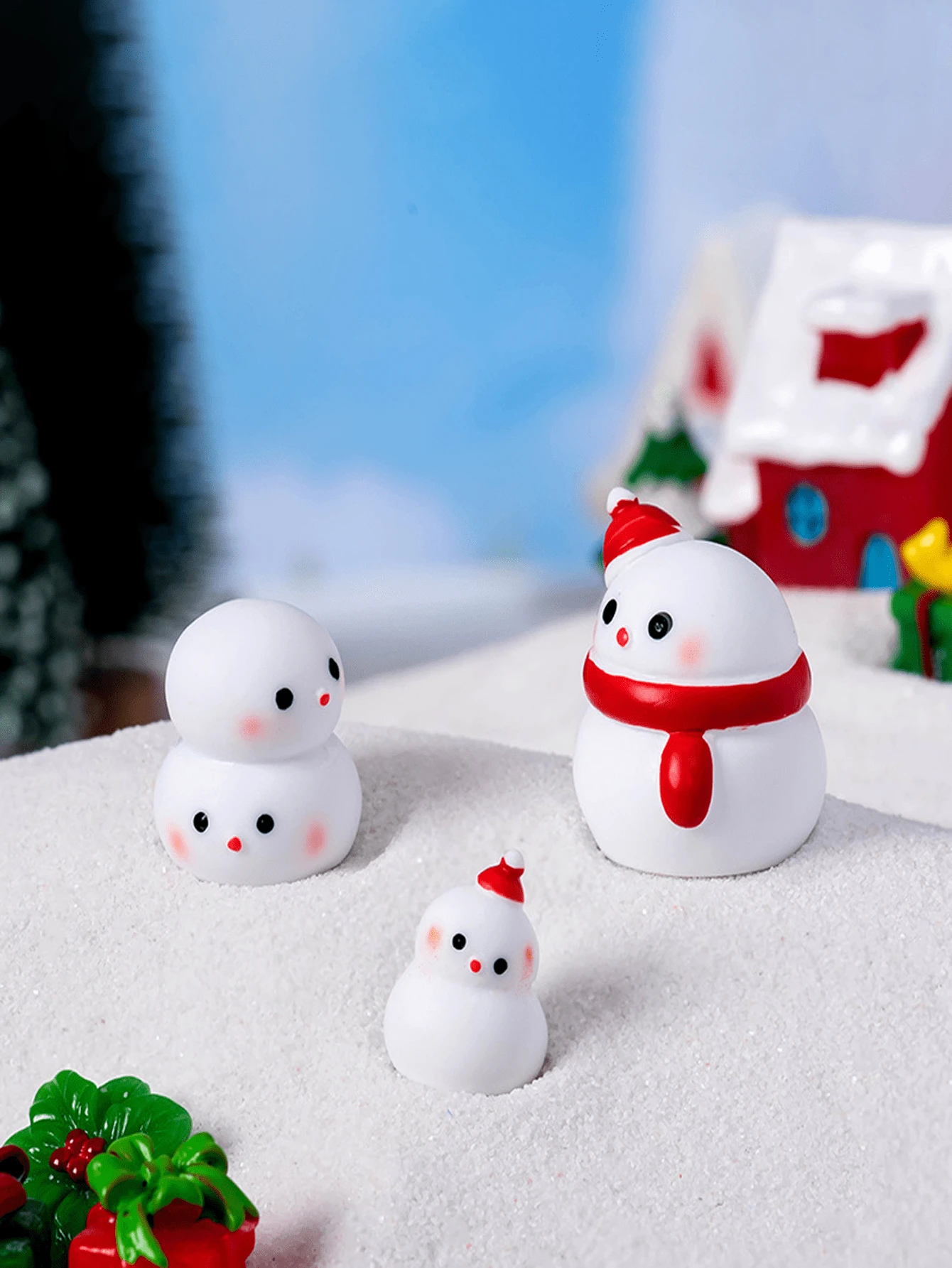1 件可爱卡通圣诞雪人小雕像微景观雪球 DIY 装饰配件桌面装饰品 - 彩色 - 查看 1