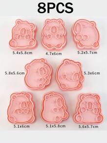 Juego de 8 moldes para galletas con diseño de Capibara de dibujos animados, molde de cortar galletas de mantequilla y masa quebrada en 3D, molde para hornear fondant - Multicolor - Ver 2