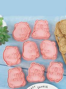 Juego de 8 moldes para galletas con diseño de Capibara de dibujos animados, molde de cortar galletas de mantequilla y masa quebrada en 3D, molde para hornear fondant - Multicolor - Ver 7