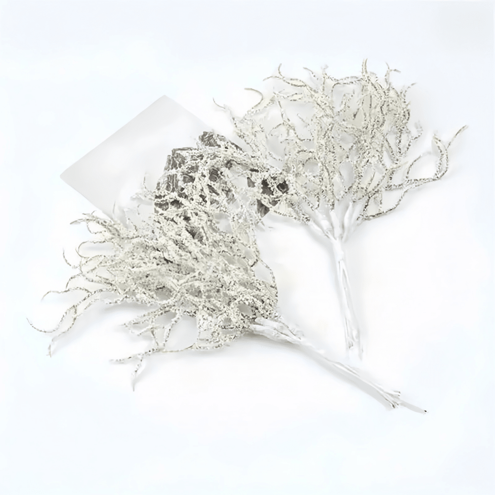 6pcs/12pcs White Artificial Cedar Grass Branches - Artificial Plants Wedding Decor, Party Supplies, Christmas Decoration