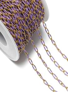 1 m Cadena de acero inoxidable para goteo de aceite, cadena oval trenzada para goteo de aceite, cadena dorada con recubrimiento electrolítico de vacío, material para hacer collares, brazaletes y joyas DIY