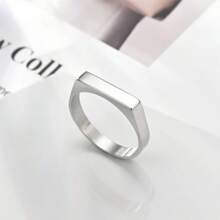 1pc Titanium Steel Fashionable Minimalist Square Plain Ring, Accessory For Party, Suitable For Casual, Business, Gift For Anniversary, Wedding, Birthday, Unisex Elegant & Personalized Ring