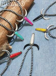 Un collier pendentif tête de taureau vintage en turquoise artificielle multicolore pour femmes, un cadeau d'anniversaire de vacances. Plus de bijoux de style vintage dans la boutique.