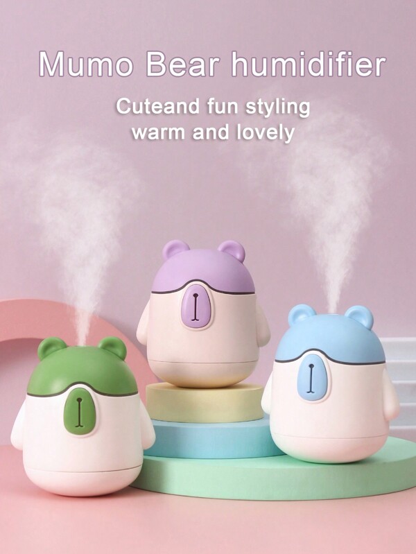 1 pièce Humidificateur de 150 ml en forme d'ours de dessin animé, humidificateur diffuseur d'arôme de bureau mini USB silencieux pour voiture et maison