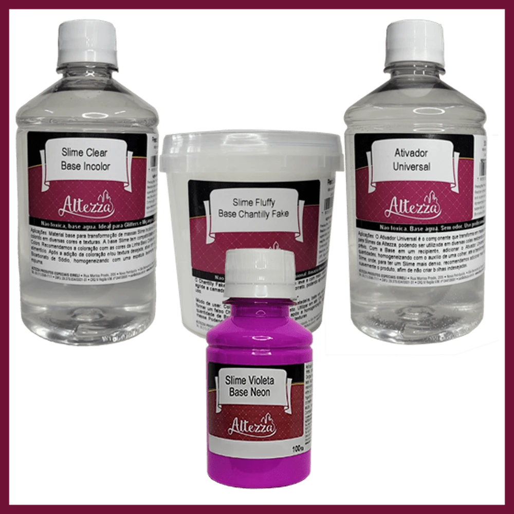 Kit Transparent Glue 500g + Activator For Universal Slime 500ml + Fluffy Chantilly 400g Altezza Altezza - Super Premium Complete Slime - Creative DIY Slimes Factory - Complete Slime Kit - Making Slimes - Offer - Special Promotion - 套裝+紫霓虹100g - 查看 1