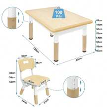 Froadp Kids Seat Set ABS Plastic Adjustable Height Activity Table And 4 Chairs Max Load 100kg For Learning Drawing Eating - Beige - View 2