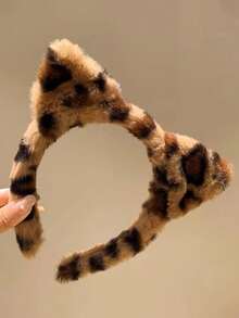 1 Băng đô tai mèo họa tiết da báo thời trang thu đông, thiết kế dễ thương & 3D dùng để rửa mặt và tạo kiểu tóc - Nhiều màu - Xem 7