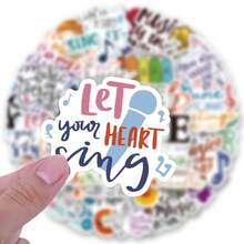 50 张音乐贴纸乙烯基美学贴纸，适用于剪贴簿、日记、笔记本电脑、保险杠、滑板、水瓶、电脑、手机、卡通、安全帽、汽车贴纸和贴花 - 彩色 - 查看 4