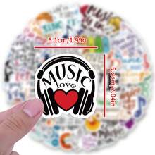 50 张音乐贴纸乙烯基美学贴纸，适用于剪贴簿、日记、笔记本电脑、保险杠、滑板、水瓶、电脑、手机、卡通、安全帽、汽车贴纸和贴花 - 彩色 - 查看 2
