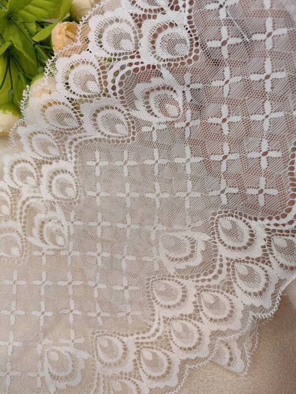 90cm/1pc Soft Stretch Lace Trim, Skin-Friendly & Breathable, Suitable For Clothing Collar, Cuff, Skirt Hem Decoration, Lingerie, Vest, Wedding Dress, Skirt, Shoes, Hat, Bedding, Decoration, Home Textile, Hair Accessories, Jewelry, Gloves, Curtain, Toys, Floral Packaging, And Handicrafts