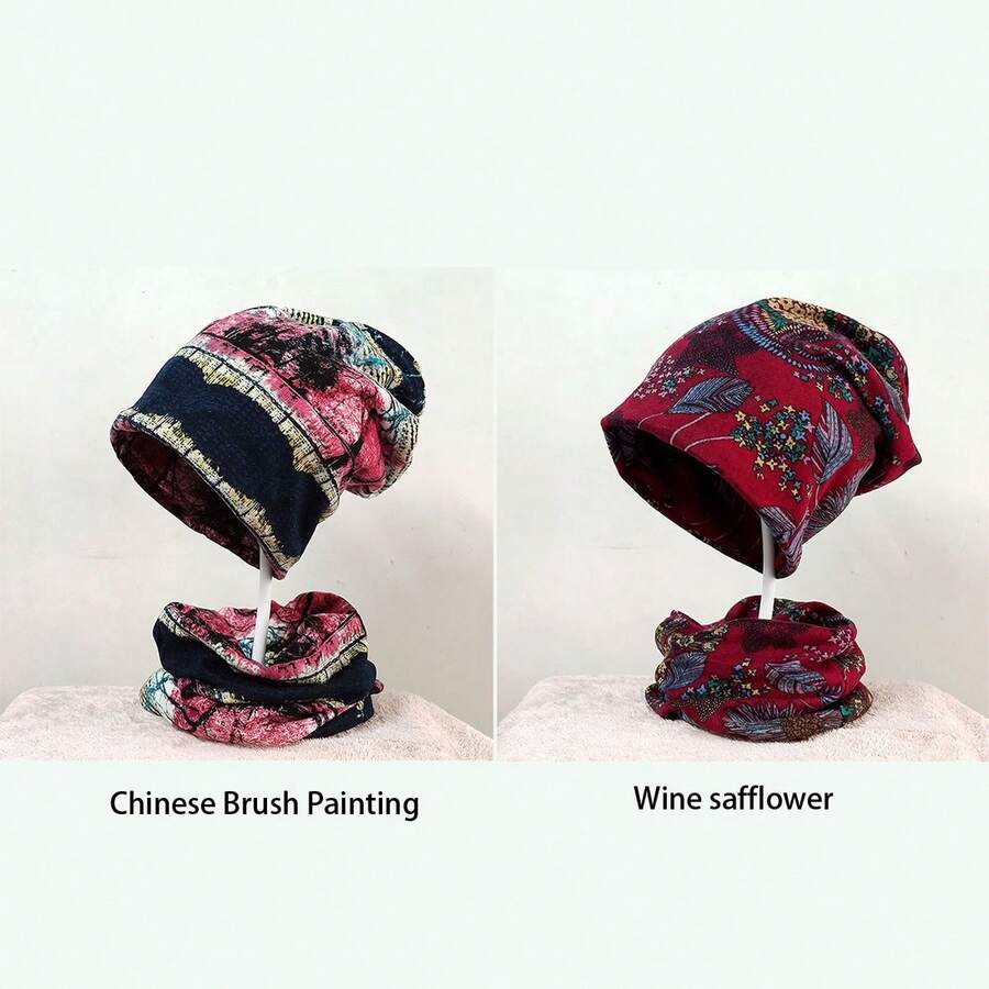 1 chiếc mũ ấm đa năng, bộ mũ len và khăn quàng cổ đa chức năng cho nữ, mũ lưỡi trai hai lớp phong cách Hàn Quốc