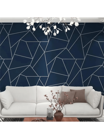 1pc Blauw Geometric Contact Paper, Self Adhesive Removable PVC Wallpaper 3D Effect, Peel Stick Kitchen Bedroom Living Room Countertop Furniture Renovation, Home Refurbishment, 17.71 Inch 393.7 Inch, Renovation Stickers Wand Panels, Wallpapers, ation Items Refresh Your Home, Festival Birthday Graduation view 4