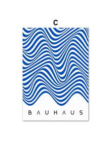 1PC Mid Century Modern Blue Bauhaus Canvas Paintings Abstract Geometry Wall Art Posters And Prints For Living Room Home Decor No Frame