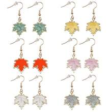 1 Cặp Hoa tai đinh tán hình lá phong giọt dầu bằng hợp kim kẽm chất lượng cao, Hoa tai thời trang cho Lễ Tạ ơn - Nhiều màu - Xem 1