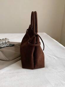 1 chiếc túi tote da PU cổ điển màu cà phê dung tích lớn, túi xách thời trang đơn giản phong cách retro thích hợp cho các quý cô mua sắm sử dụng hàng ngày, túi xách nữ thời trang thu đông - Cà phê nâu - Xem 8