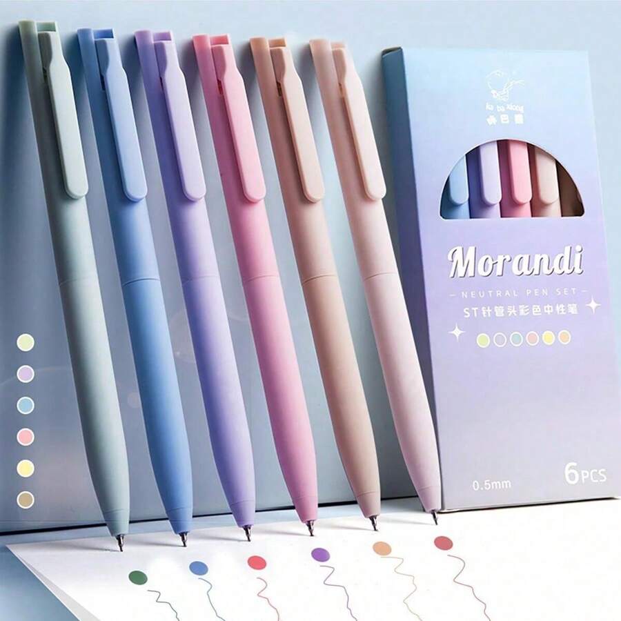 6pcs Mixed Color Gel Pen Back To School - Blue - View 1
