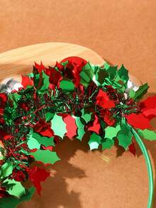 1pc Christmas Headpiece, Includes Santa Claus Hat, Christmas Ornaments, Green & Red Glitter Decor, Made Of Polyester, Suitable For Thanksgiving, Christmas, New Year Party And Gift Giving Home Decor Christmas Decorations Room Decor Winter