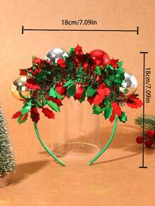 1pc Christmas Headpiece, Includes Santa Claus Hat, Christmas Ornaments, Green & Red Glitter Decor, Made Of Polyester, Suitable For Thanksgiving, Christmas, New Year Party And Gift Giving Home Decor Christmas Decorations Room Decor Winter