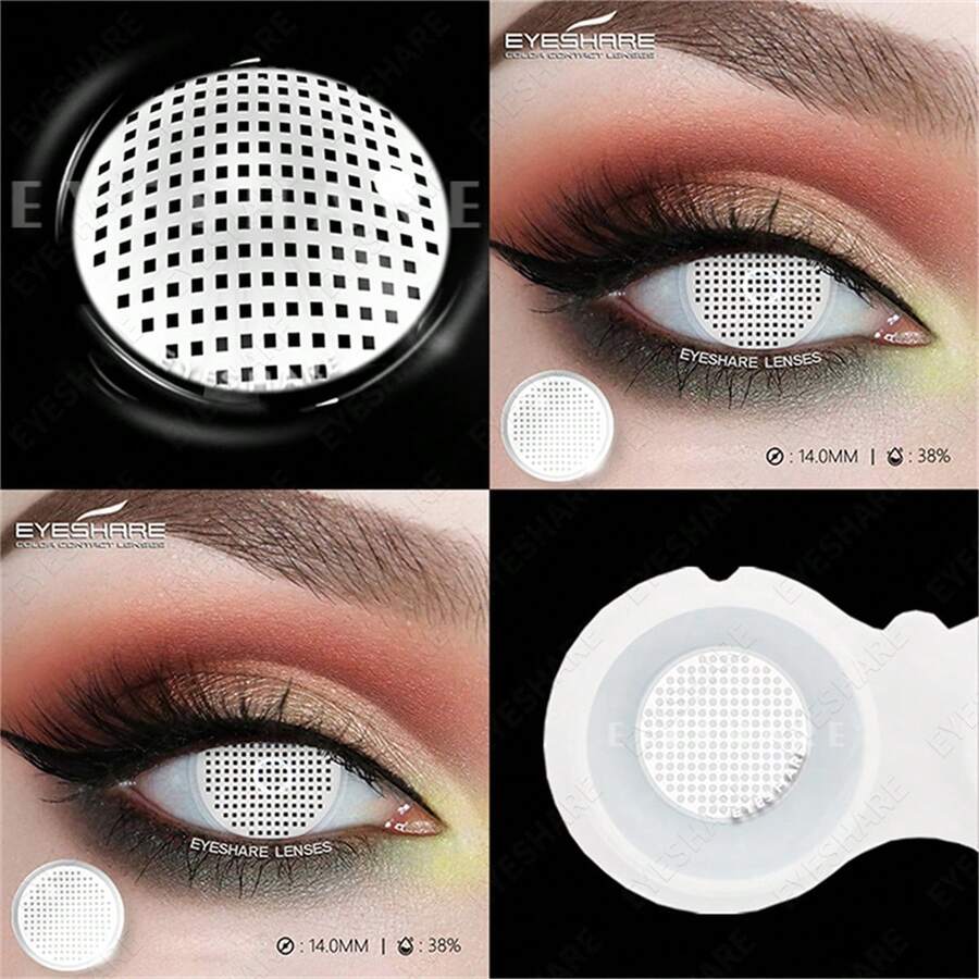 Eyeshare 1 Pair White Color Lens Cosplay Makeup Red Black Color Contact