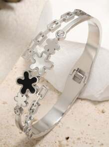 rakol 1 chiếc vòng tay hình chiếc lá bằng thép không gỉ thời trang đa năng, thích hợp cho phụ nữ đeo hàng ngày, quà tặng ngày lễ - vòng đeo tay - Xem 3