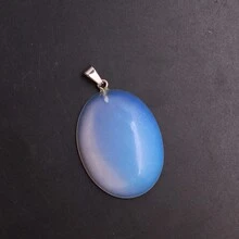 1個40*30毫米天然水晶卵形項鍊,適合女性和男性,粉色蛋白石,帶繩鍊,生日、聖誕心靈禮物,卡片包裝 - 天然石 - 查看 10