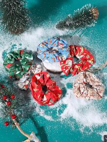 6 cái/bộ dây buộc tóc Giáng sinh nhiều màu sắc, thích hợp để trang trí kiểu tóc ngày lễ - Nhiều màu - Xem 3