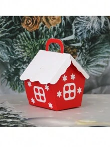 10 Peças Caixas de Presente de Casa Nevadas de Natal, Enfeites de Casa Vermelhos de Natal, Lembrancinhas Criativas Europeias de Festa de Natal, Caixas de Doces