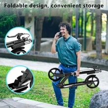 Ciclomotor Scooter 4 Niveles Ajustable Plegable Patin Diablo Urbano Niños Adultos Freno De Mano - Negro - Ver 8