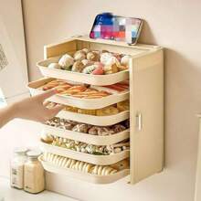 A Multi-Layer Kitchen Foldable Multi-Functional Storage Rack Wall-Mounted Punch-Free Food Preparation Tray - Beige Six Layers - View 6