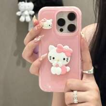 1PC Cartoon Cute Trójwymiarowy KT Cat Apple 16/14promax Etui na telefon 15/14 Miękkie Xsmax13/12/11xs/X Nadaje się do uprawiania sportu, wspinaczki, na zewnątrz i na kemping