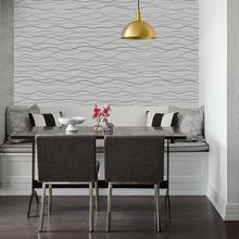 ucdfi 1 卷现代风格条纹壁纸，可移除防水乙烯基贴纸，适用于厨房卧室客厅台面家具、家居装饰 - 白色 - 查看 11