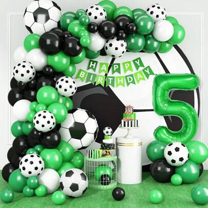 Football Arch Balloon Set, Includes Football Wreath And 18 Numeral Balloons, Foil Balloons With Green Number 18, Football Themed Decor For 18th Birthday Party,Football Party,Football Balloons,Football Birthday
