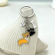 1 móc khóa hình dấu chân chó hình giọt dầu, mặt dây chuyền hợp kim hình chó sáng tạo, mặt dây chuyền điện thoại, móc chìa khóa ô tô, trang trí ba lô, phụ kiện túi xách, quà tặng Halloween - Nhiều màu - Xem 3
