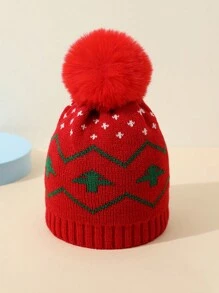 1 件婴儿针织圣诞帽，儿童保暖冬季针织帽，带绒球，圣诞老人设计 - 一頂兒童寶寶帽子 - 查看 10