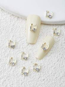 Gold Letter D Nail Charms Full Rhinestone 10pcs 3D Alloy Flash Nail Art Decorations DIY For Girls Nail Gems Nail Supplies For Versatile DIY Accessories Adorn Nails Shoes Clothes Bags More - Multicolor - View 1