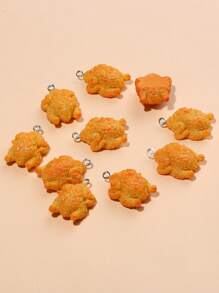 10 pièces Pendentif en forme de poulet frit en résine, pour la création de bijoux DIY, convient pour les boucles d'oreilles, les colliers, les sacs, les porte-clés et les accessoires, unisexe, en matériau résine, sans incrustation, accessoires de bijouterie personnalisés
