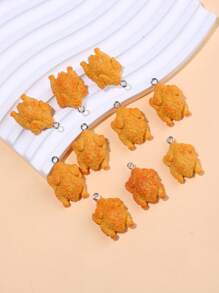 10 pièces Pendentif en forme de poulet frit en résine, pour la création de bijoux DIY, convient pour les boucles d'oreilles, les colliers, les sacs, les porte-clés et les accessoires, unisexe, en matériau résine, sans incrustation, accessoires de bijouterie personnalisés