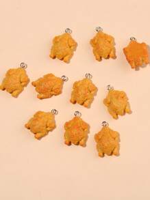10 pièces Pendentif en forme de poulet frit en résine, pour la création de bijoux DIY, convient pour les boucles d'oreilles, les colliers, les sacs, les porte-clés et les accessoires, unisexe, en matériau résine, sans incrustation, accessoires de bijouterie personnalisés