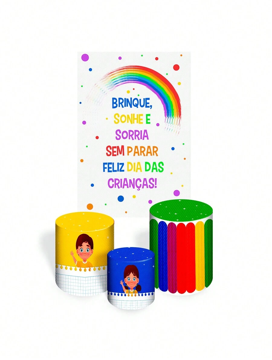 Rectangular Panel Cover Kit + Trio Of Sublimated Cylinder Covers Party And Birthday Decoration Various Themes Children's Joy Children's Day Fun - Hình chữ nhật+3cilin 2241 - Xem 1