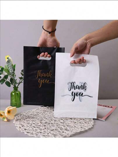 20pcs/50pcs/100pcs Plastic Bags, Shopping Bags, Handled Bags, Supermarket Shopping Packaging Bags, Gift Bags, Plastic Carrier Bags, Suitable For Supermarket, Mall Shopping Bags, Packaging Bags, Convenient Bags, Trash Bags, Storage Bags, Kitchen, Bathroom Accessories, Holiday, Event Storage Supplies