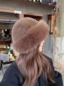 1 pièce/paquet Chapeau mongol épais unisexe 2024 nouveau, chapeau d'oreille en fausse fourrure de vison doux et chaud, multicolore, à la mode, coupe-vent, design mignon, convient pour l'automne et l'hiver