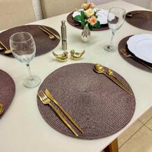 KIT 6 Or 4 Round Table Rests 37.5cm Decorative Placemat For Kitchen Sophisticated And Elegant - 鏽棕色 - 查看 2