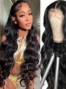 Eulisi Tóc giả ren phía trước 13x4 Body Wave, tóc thật, tóc thật đã được nhổ sẵn, mật độ 180, tóc giả ren phía trước trong suốt, tóc thật dành cho phụ nữ, tóc giả không keo 9A, tóc thật với tóc con, màu tự nhiên, highlight màu vàng mật ong P427#, thẳng, sóng cơ thể, sóng sâu, sóng nước, màu 1B/30#, tóc giả thẳng, sóng cơ thể, sóng sâu, - màu đen - Xem 3