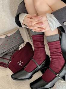 3 đôi tất cổ cao cổ thoáng khí thấm hút ẩm, màu sắc ngẫu nhiên - Nhiều màu - Xem 4