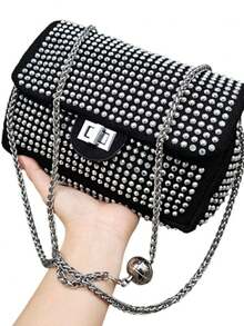 Women's Glitter Crossbody Bag Chain Party Club Bag - Bạc - Xem 1