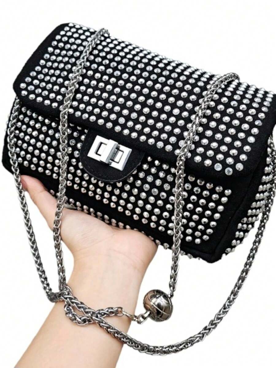 Women's Glitter Crossbody Bag Chain Party Club Bag - Bạc - Xem 1